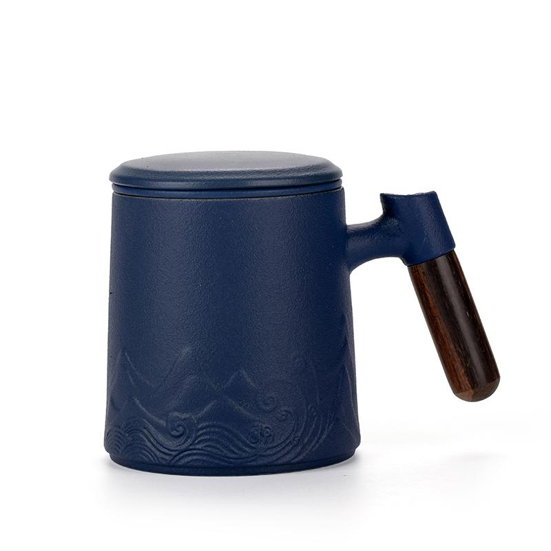 

3-piece set of ceramic tea cups, mugs with lids, filtered tea water separation coffee cups, beverage cups 401-500ml