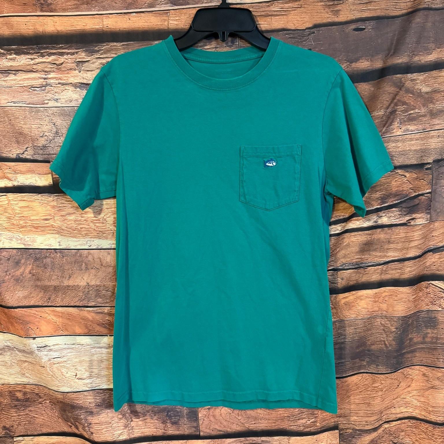 Southern Tide Men s Teal Small Cotton Crew Neck Pocket Logo Tee Unisex T-Shirt M