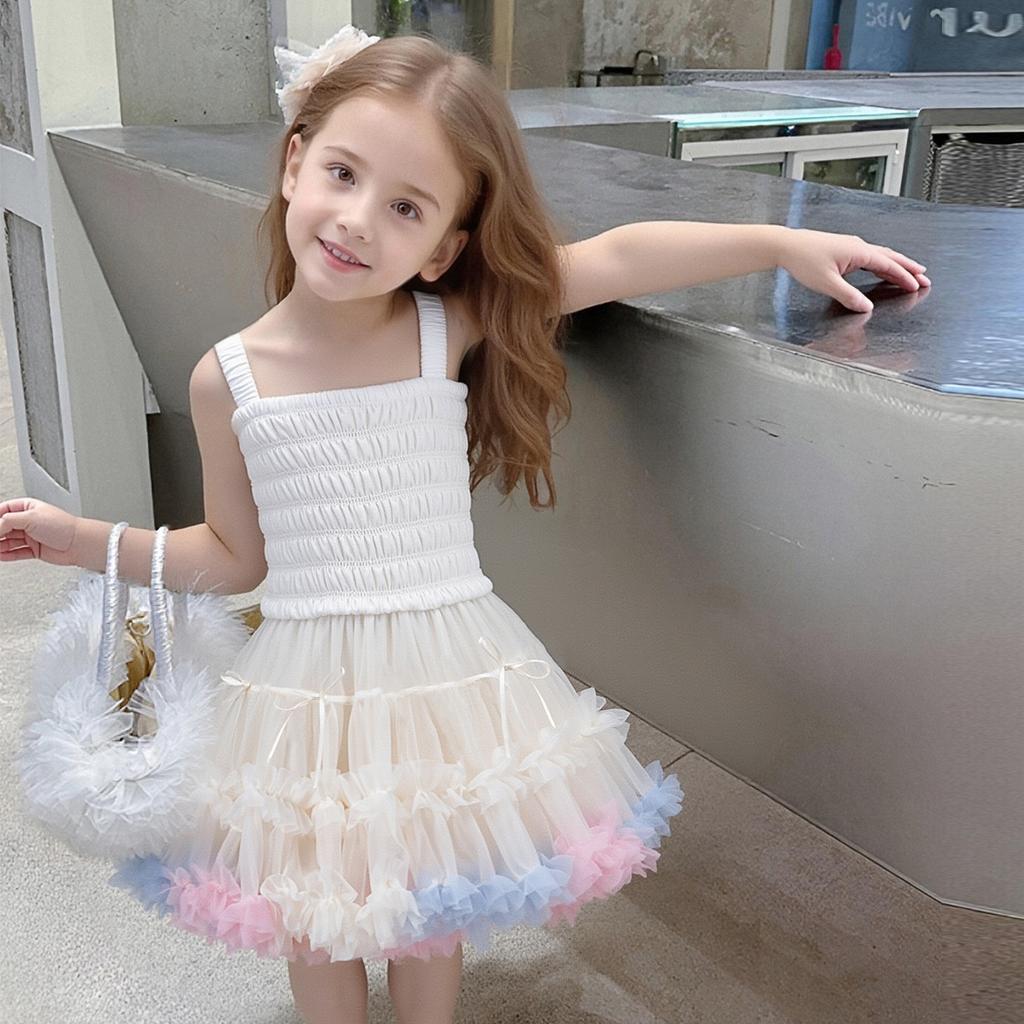Girls' Strap Dress Summer New Style Baby Girl Children'S Day Bowknot Dress Princess Dress