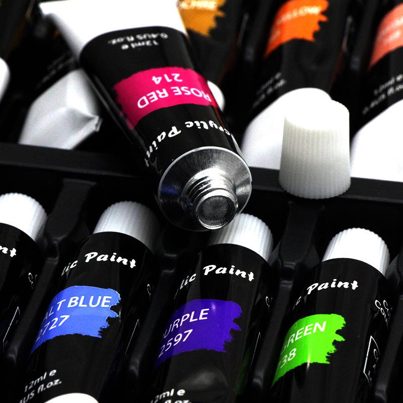 24-Color Acrylic Paint Set with 10 Brushes and Oval Palette