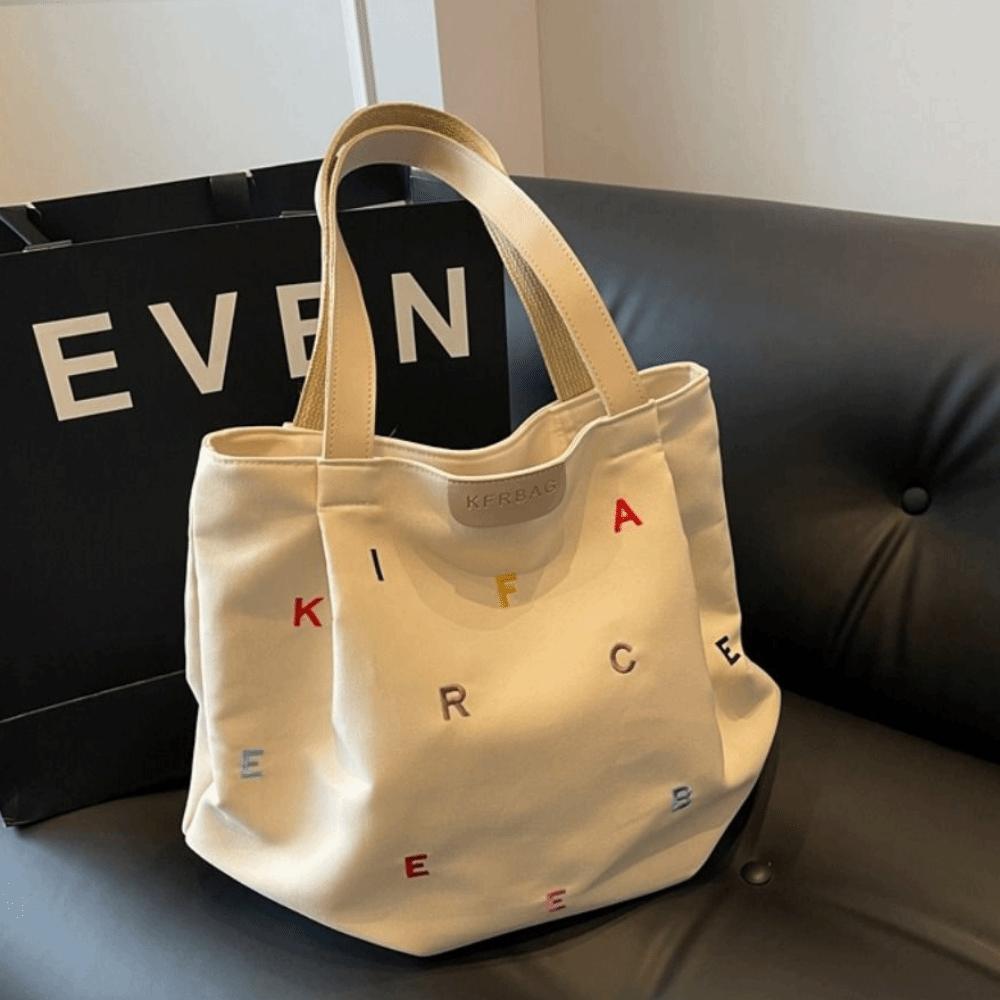 Simple Embroidery Letter Handbag Inner Pocket Elegant Shoulder Bag  Student Class
