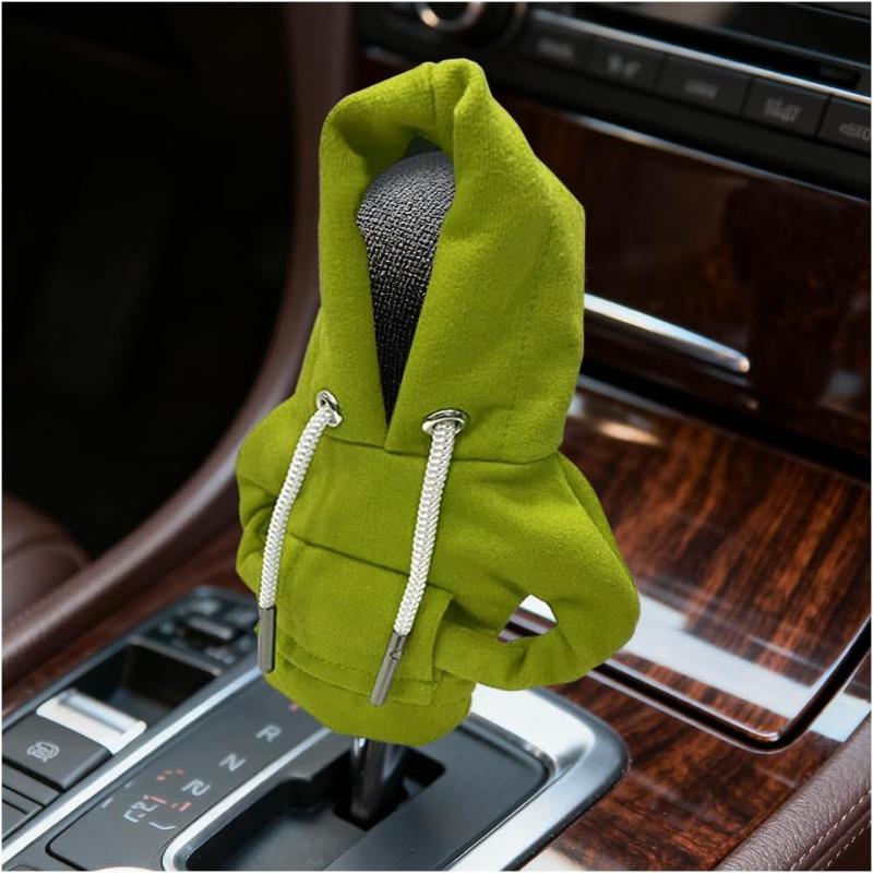Car Gear Shift Knob Cover Hoodie Style Handbrake Handle Sleeve Cute Soft Plush Gear Lever Decoration for Auto Interior