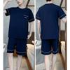 Big Size Summer Men Cotton Pajamas Jersey Short Sleeve Shorts Set Simple and Easy To Clean Solid Color O-Neck Sleepwear Homewear