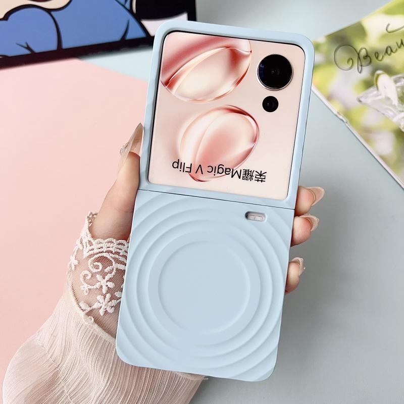 

For Huawei Honor V Flip Magnetic Ripple Pattern Tactile Touch Feel Skin Friendly Grip PC Hard Back Cover PC&OPPO Find N3 Flip