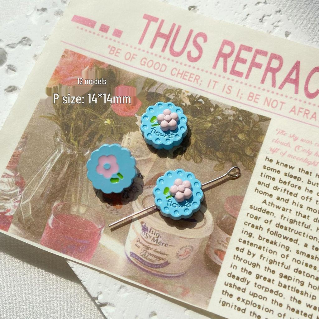 Blue Beaded Flower Bear Bracelet - Cute Alloy DIY Jewelry Accessory