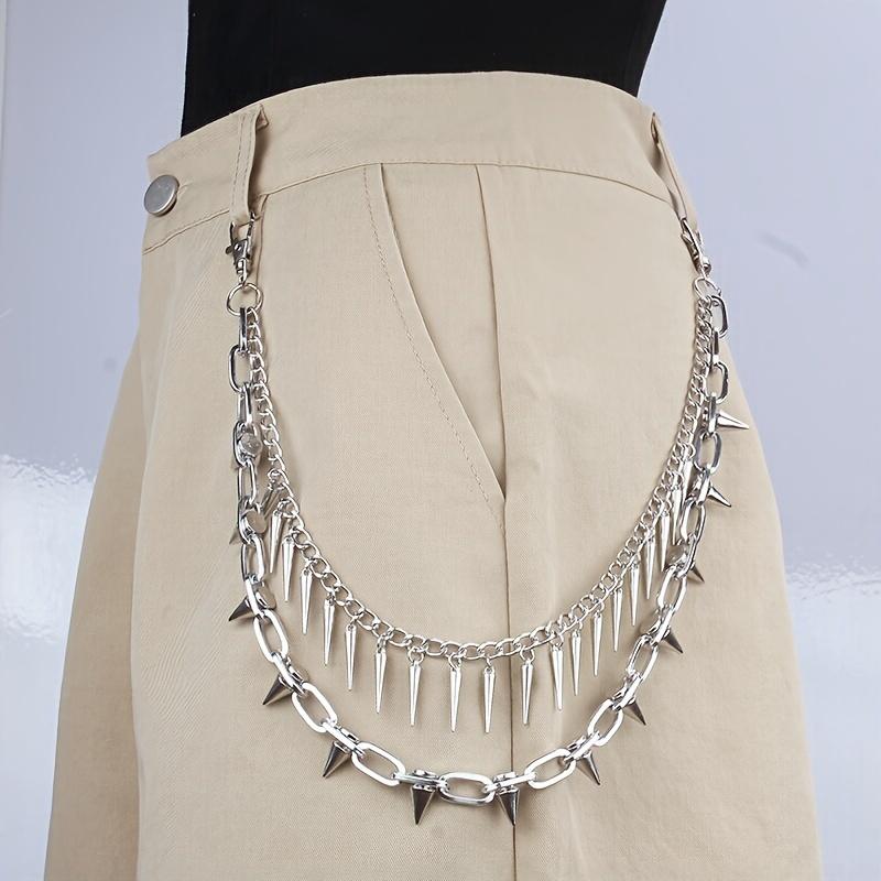 European and American Punk Rivet Chain Double Layer Pants Chain Trendy Hip Hop Hanging Decoration ins Waist Chain Female Student Belt Pants Accessorie