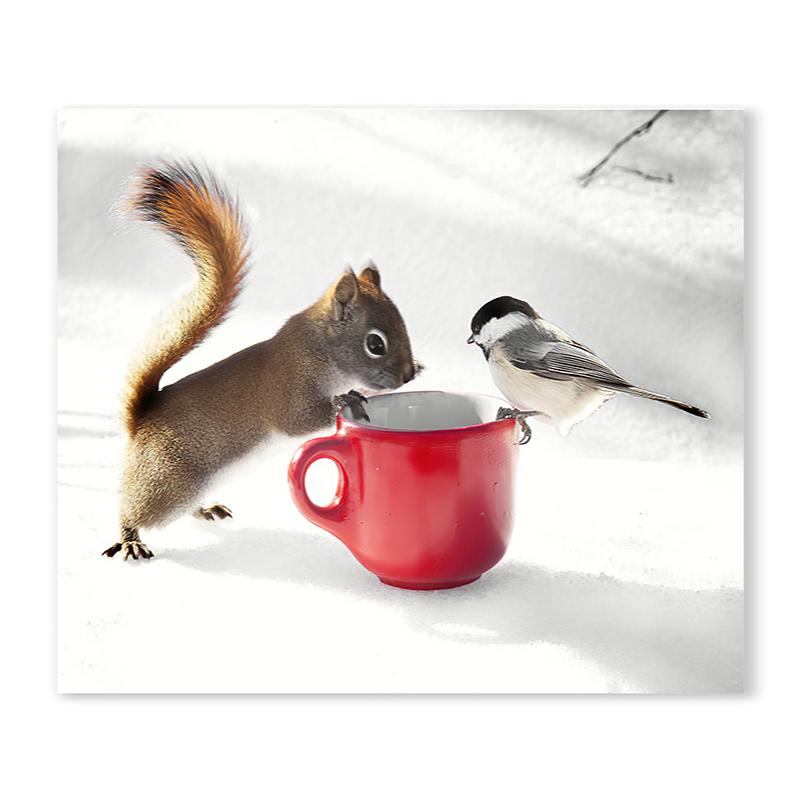 

Рождественский шарф со снеговиком, холст, картина, лось, белка, художественный постер, сосна, лампа для переноски, снежный дом, настенное искусство, украшение для спальни 40x50cm No Framed