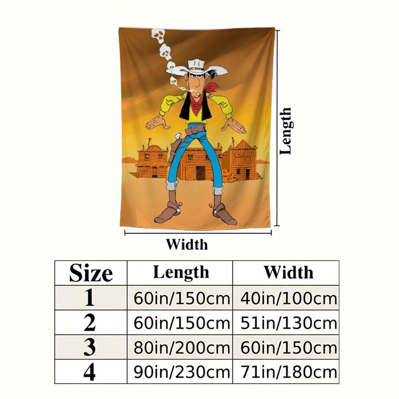 Lucky Luke Wall Tapestry Aesthetic Wall Hanging Printed Fabric Blanket Decorative Tapestries for Bedroom Living Room Home Decor