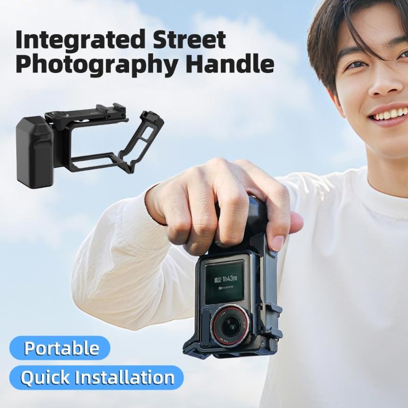 Ergonomic Grip Handle Cage For Action 5pro/4/3 Action Cameras Featuring Cold Shoe Mount Built In Shutter Button