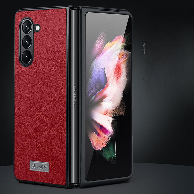 Geeignet für Samsung Zfold6 Handyhülle Faltbares Samsung Business W23 Sturzsicher Fold5 Rundumschutz 4 Herren 22 Lederhülle