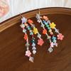 Summer Limited~ Crystal Stone Beaded Resin Flower Bracelet Necklace Ear Hook Set Dopamine Sweet Jewelry