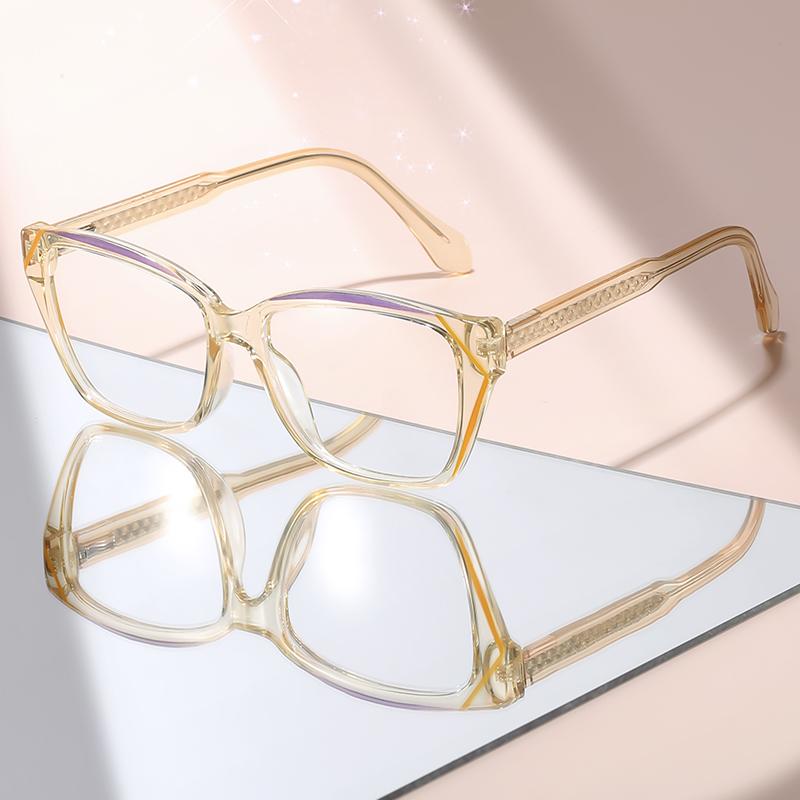 

Trendy Light Blue Transparent Cat Eye Glasses with Yellow Accents, Anti Blue Light Eyewear for Women s Daily & Office Wear жёлтый