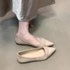 Soft Leather Version Flat Shoes French Versatile 2025 Spring New Pointed Inner Height Increase with Skirt Splicing Commuter Shoes