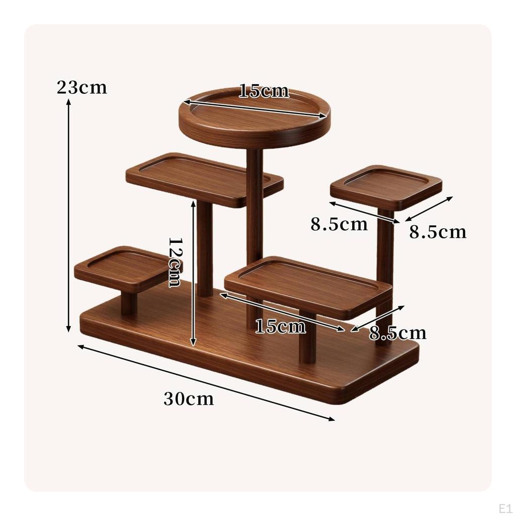 Wooden Tiered Display Stand | WalnutColored, Compact, Tabletop Rack, for Countertop