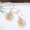 Orecchini pendenti Vergine Maria per donna, ganci per orecchini in zircone rotondo scintillante, regalo di gioielli di moda