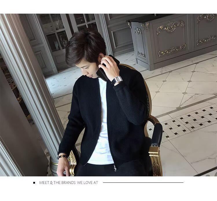 Men's Double Zipper Japanese Style Knit Cardigan Sweater - Autumn/Winter Fashion, Versatile Casual Outerwear.