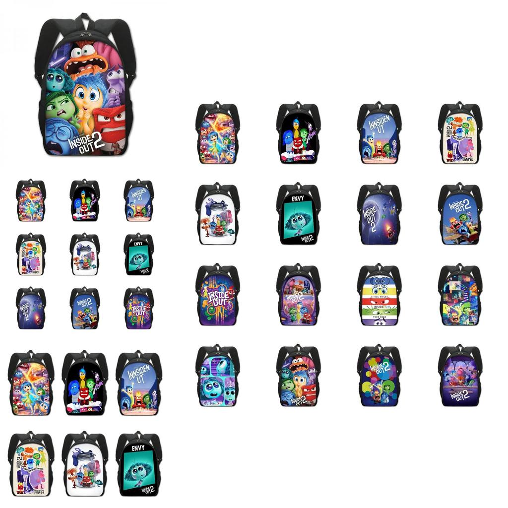 Adorable Inside Out 2 Cartoon Backpack For Kids Spacious Polyester School Bag