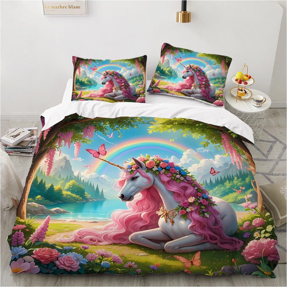 2/3pcs bedding set Digital Print Comfortable Duvet Cover for Home Bedroom Decoration, 1 Duvet Cover and 2pillowcase with Zippers