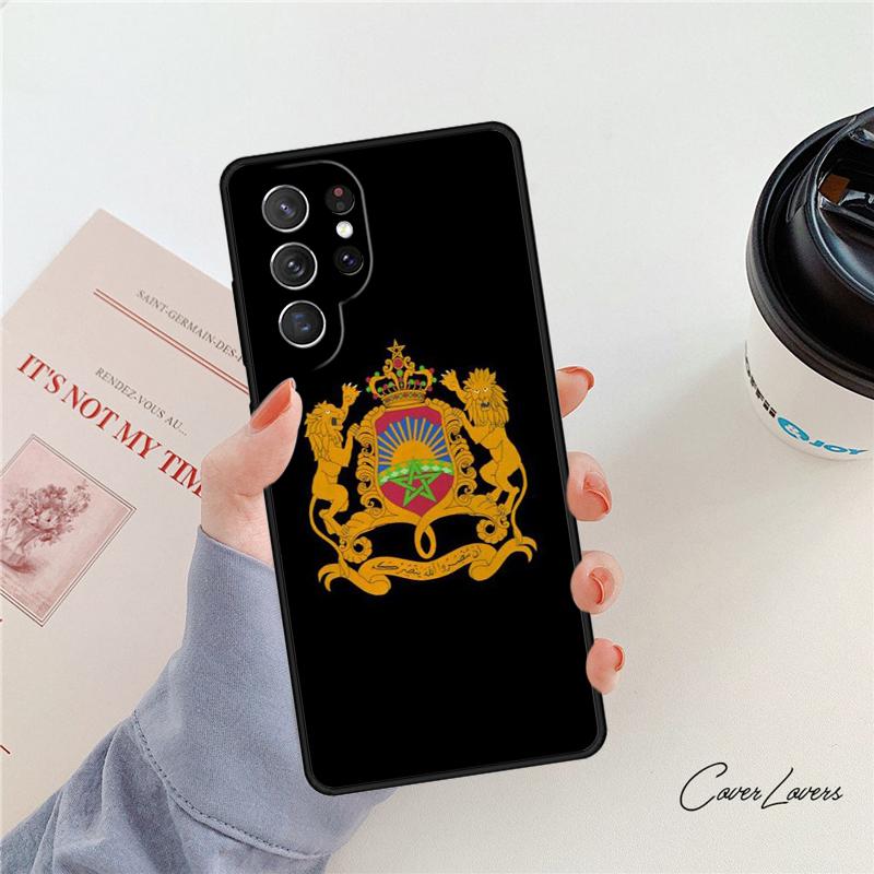 Morocco Flag Coat Of Arms Symbol phone case For Samsung Galaxy S24 S25 S23 S22 Ultra Note 10 20 Plus S20 S21 FE Cover