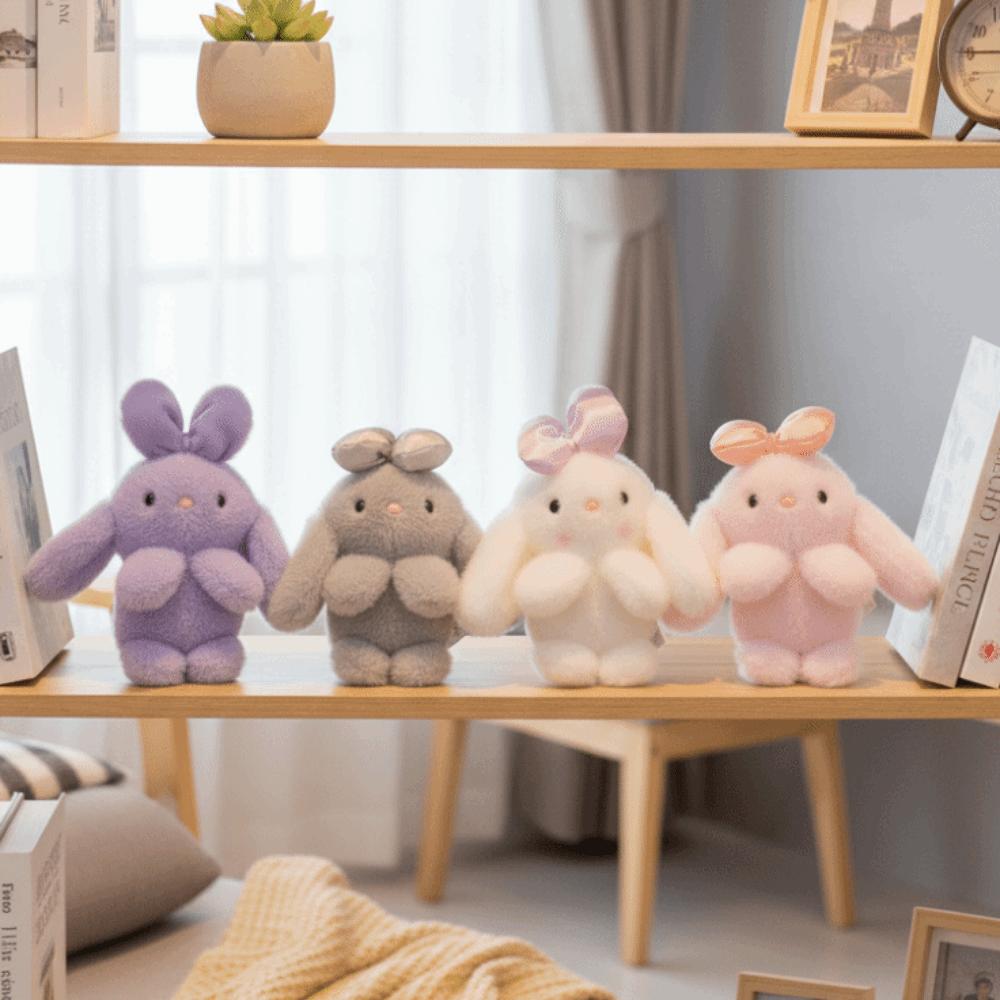 Lifelike Bow Bunny Plush Keychain Stuffed Animal Bow Bunny Plush Toy  Bag Decoration
