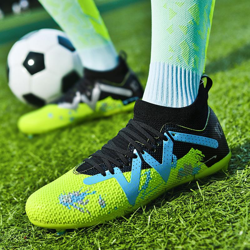 35-45 Men's High-top Large Size Football Shoes Long Nail Anti-slip Resistance TPR Artificial Captain Outdoor Youth Children Football Shoes