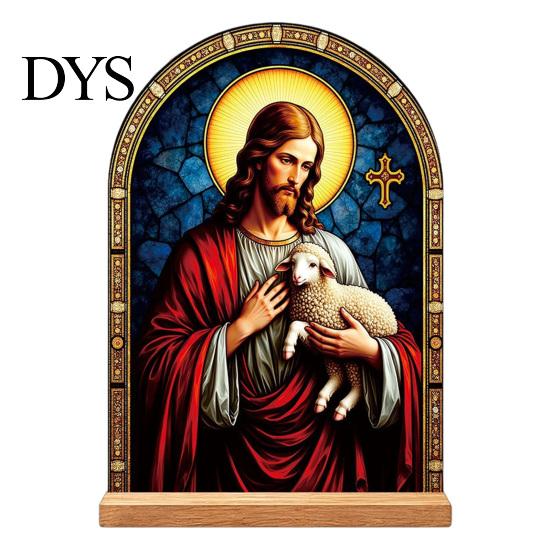 Exquisite Acrylic Table Centerpiece Catholic Statue Ornament, Tabletop Centerpiece, Freestanding Christian Unique Office Desk Accessories Religious