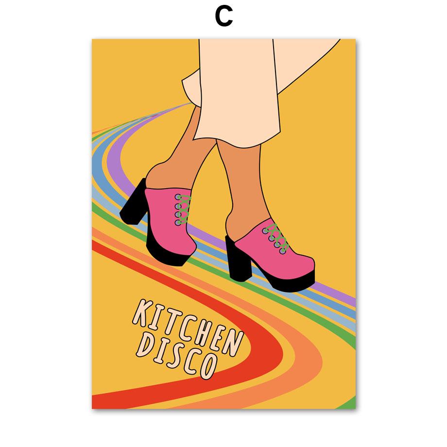 Imprimeuri de artă de perete Pictură pe pânză Portocaliu și galben la modă Retro Cool Trippy Disco Nordic Poster Decor Imagini pentru camera de zi