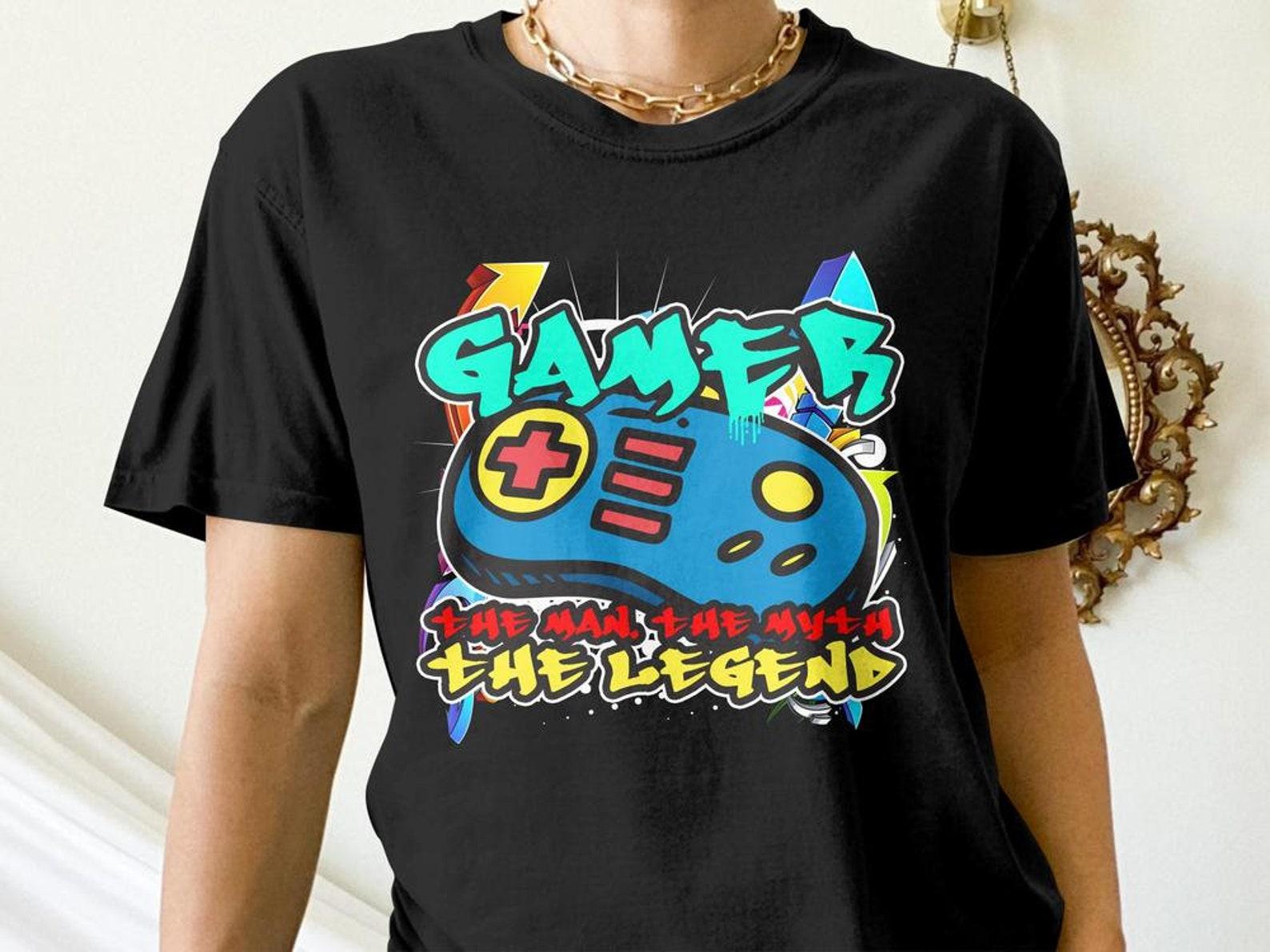 Funny Gamer Shirt, Gamer, The Man, The Myth, The Legend, Funny Gaming Gift, Video Game Graffiti Tees 4XL