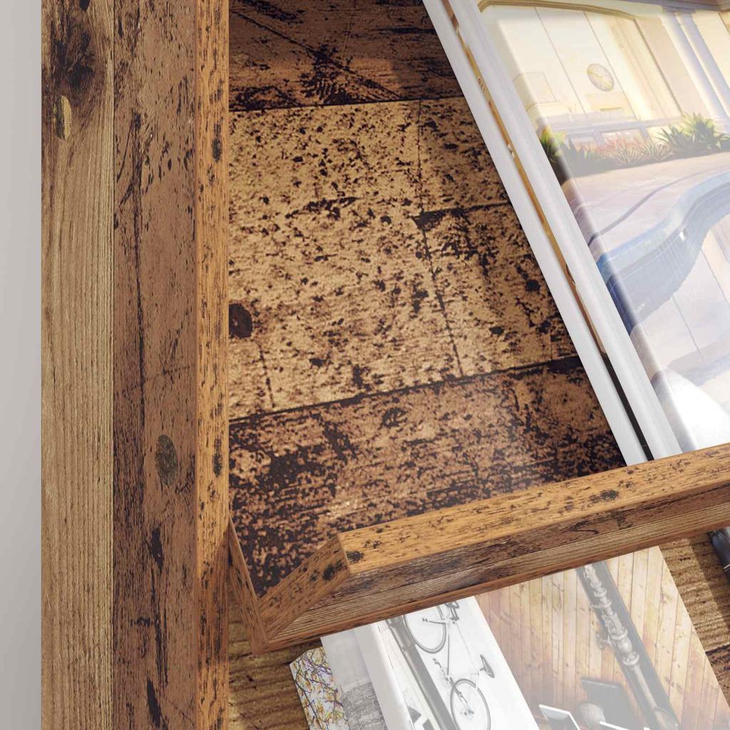 Magazine Rack with Shelf Reclaimed Wood Look 70 x 41 x 96 cm Engineered Wood
