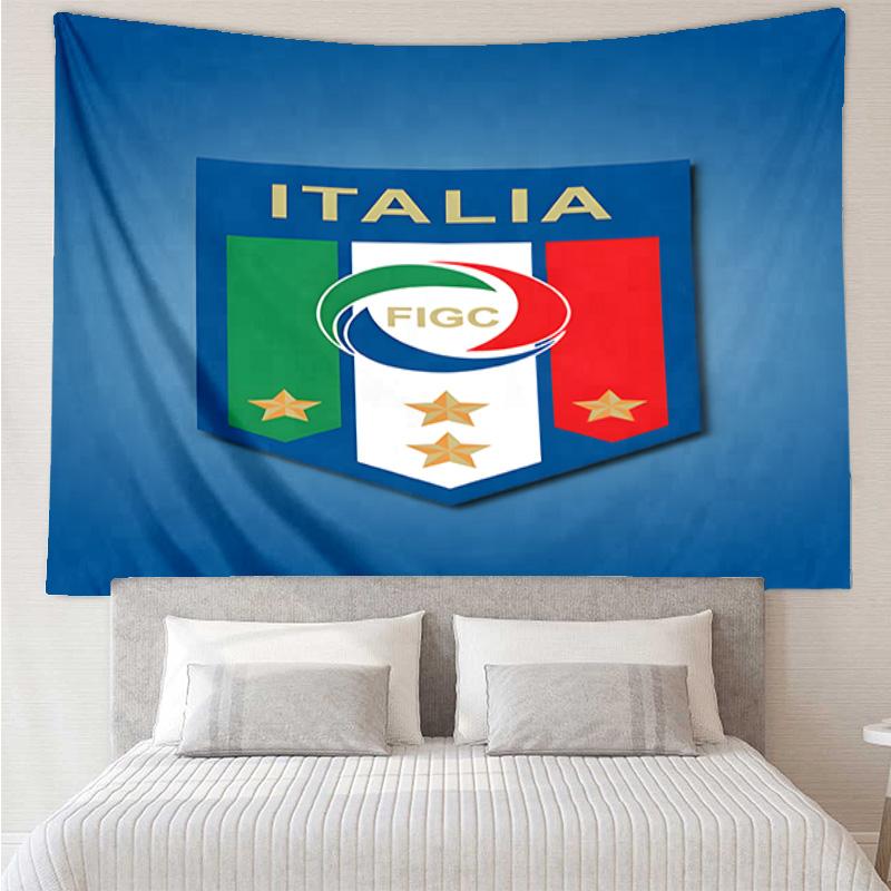 1PC Italian Football Crest Printed Tapestry Room Decoration Wall Hanging for Living Room Bedroom, dormitory, Birthday and Christmas gifts