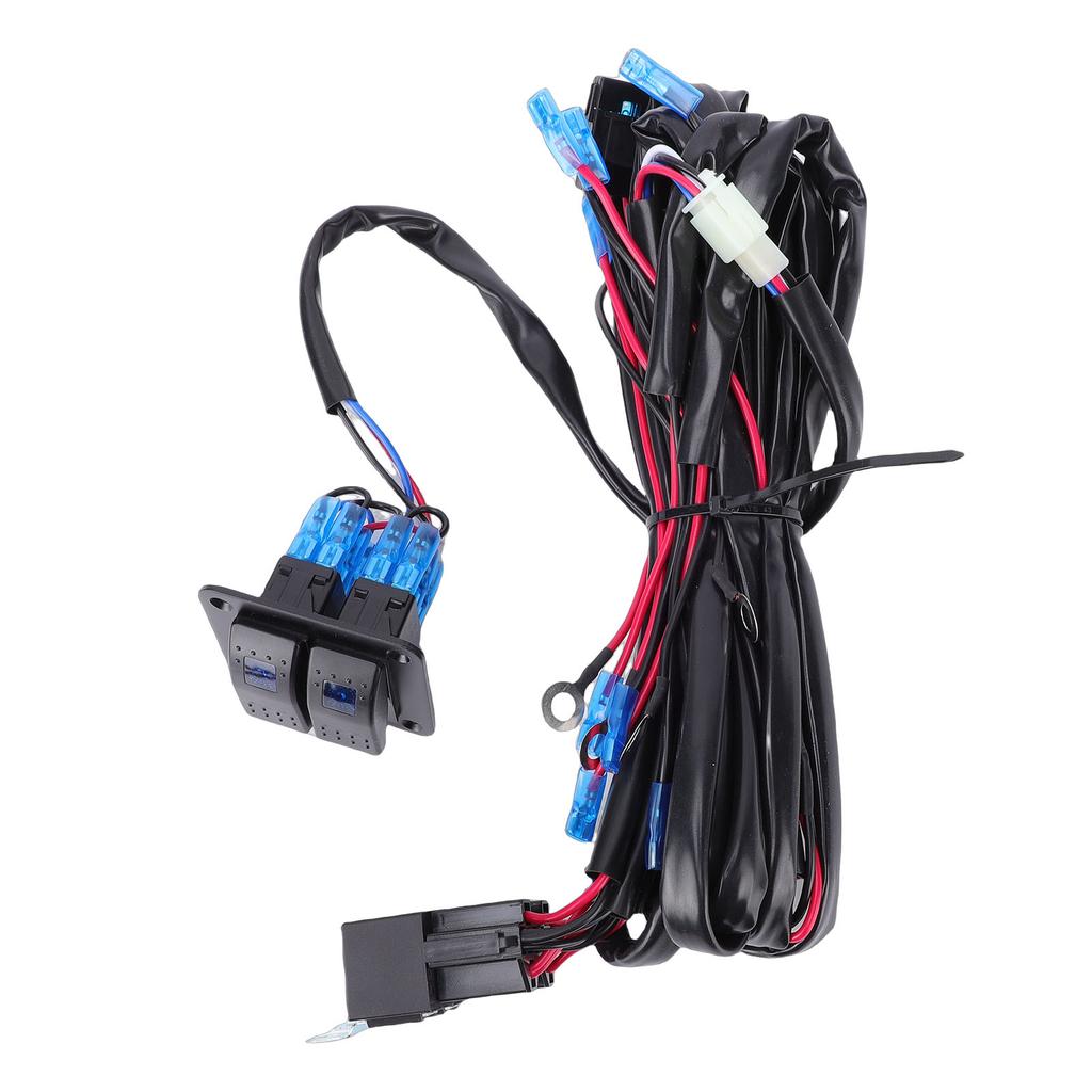 LED Light Bar Wiring Harness Kit 16AWG On Off 2 Gang Rocker Switch Panel Power Relay Fusing Terminal Block for ATV Car
