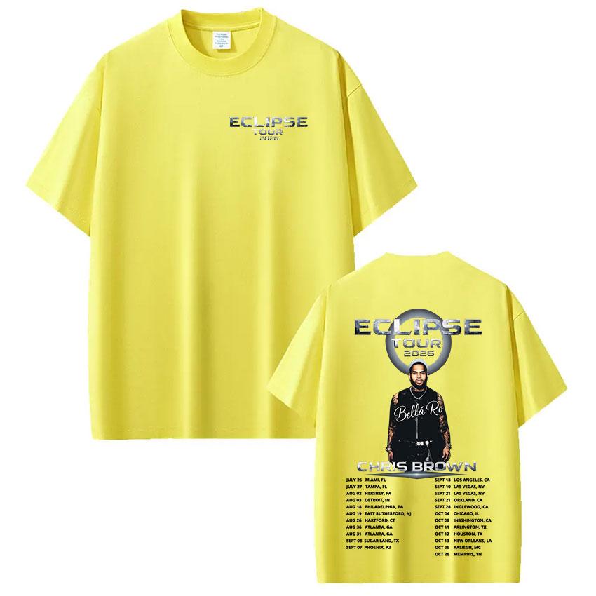 Rapper Chris Brown Eclipse Tour 2026 Merch Tshirt Unisexs Women Clothing Fashion Hip Hop T Shirt Cotton Casual Oversized Tshirts