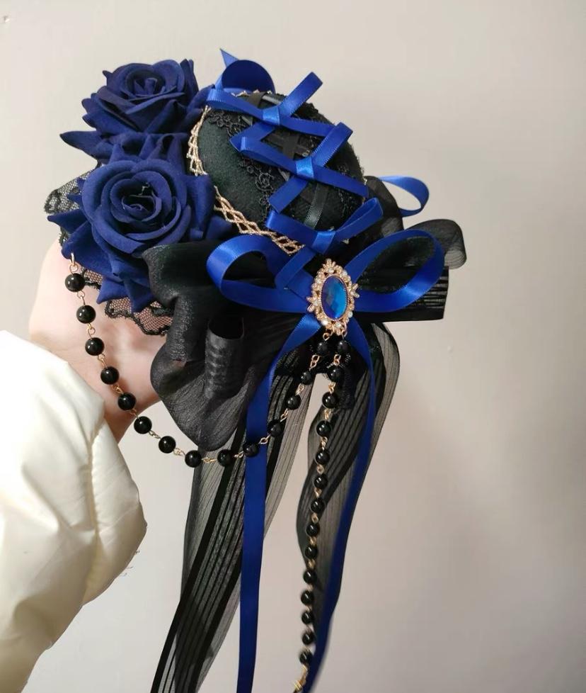 Lolita Goth Dark Versatile Fascinator Elegant Flat Hat Top Hat Headgear Hair Accessories Women Hats