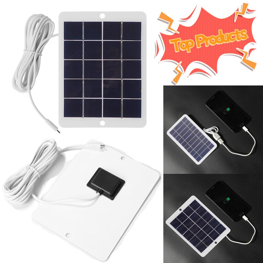 USB Solar Charger Panel 5V 2W 400mA Portable Solar Panel Output USB Outdoor Portable Solar System for Cell Mobile Phone Chargers 4