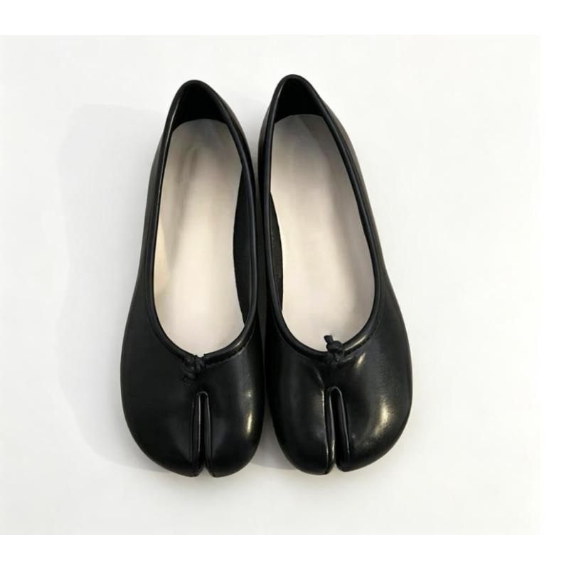 Women Cozy Leather Flats Split Hoof Toe Loafers Femme Mary Jeans Mocasines Ladies Ballerina Shoe
