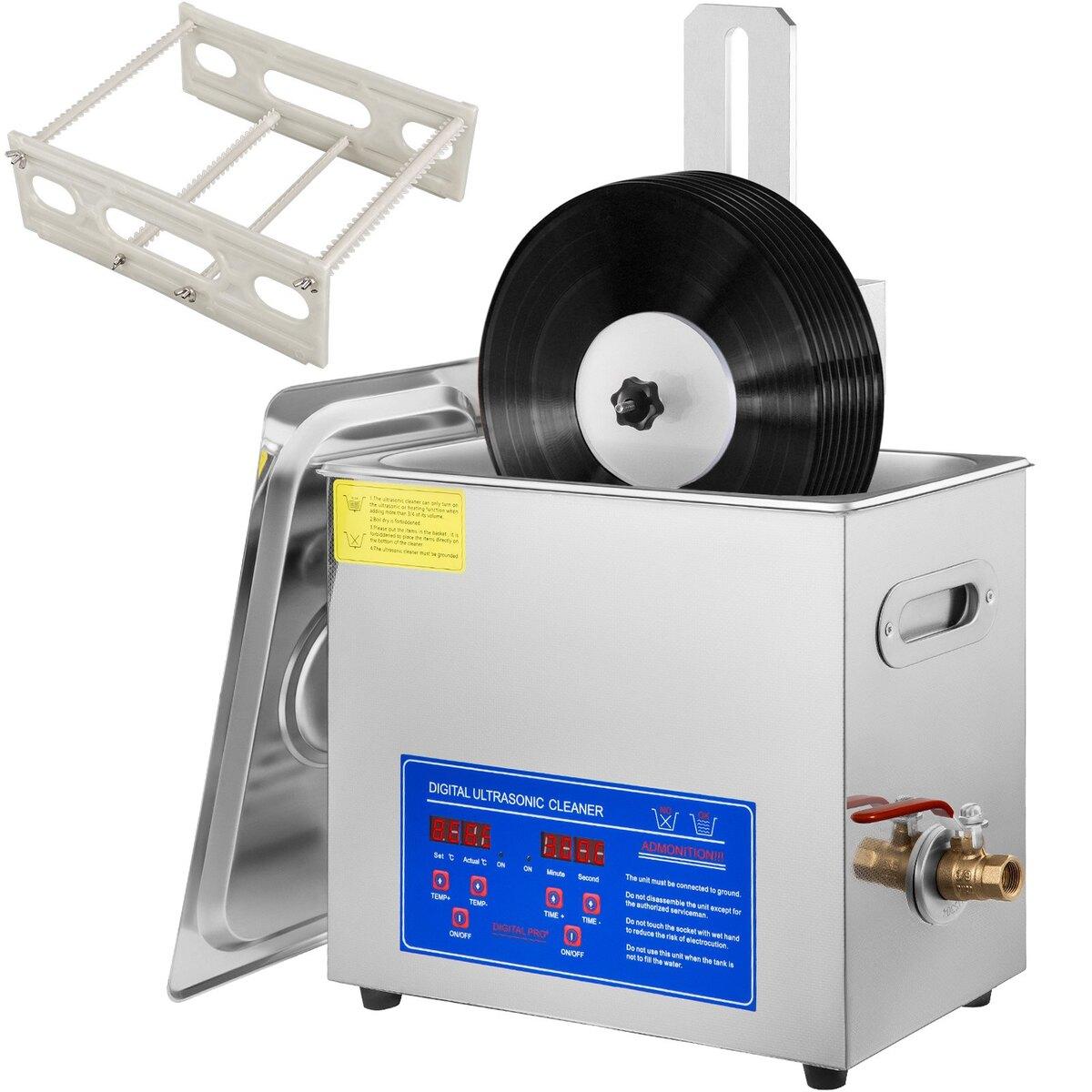Buying Solutions, MB Ultrasoonreiniger 6L Ultrasone Vinylreiniger 7-12 Inch 8 Platen Ultrasone Vinylreinigingsmachine 180W Ultrasone Platenreiniger met Droogrek
