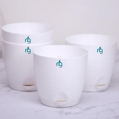4er-Set Selbstbewässernde Blumentöpfe für Pflanzen | Kunststoff-Pflanzgefäße | Pflanzgefäße für Zuhause, Wohnzimmer, Garten