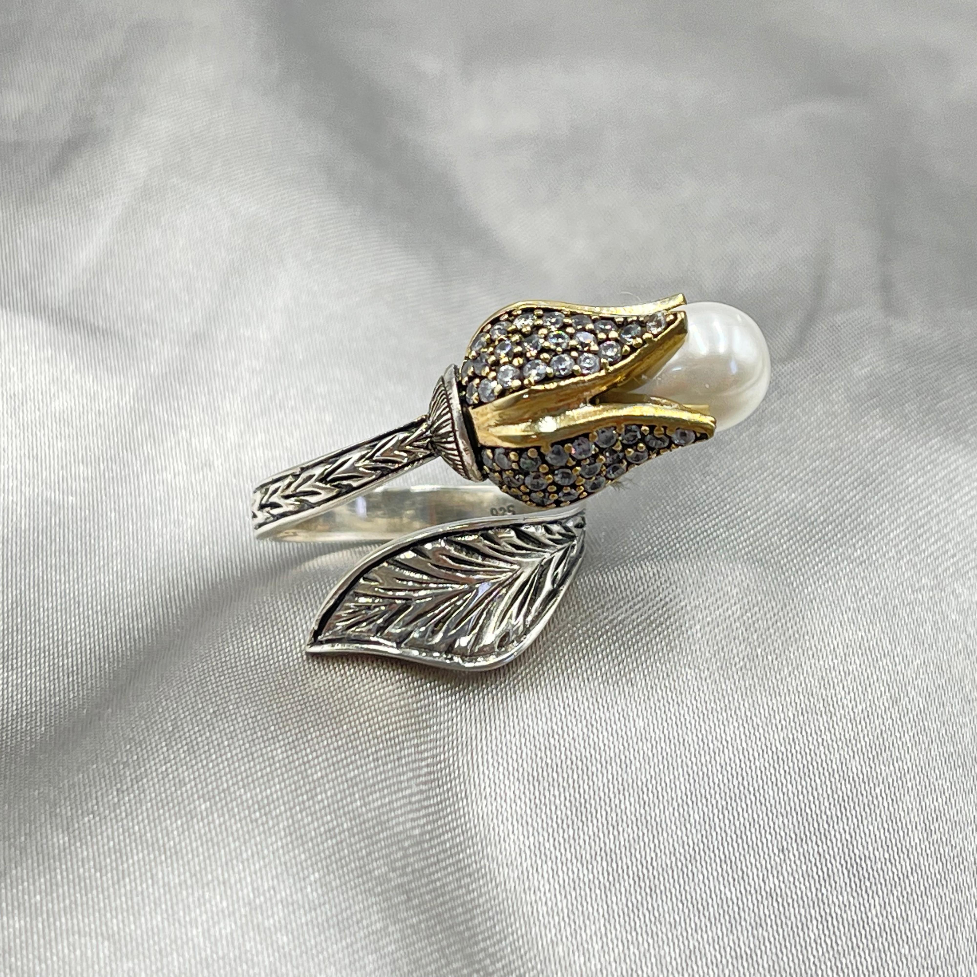 

Серебряное кольцо с жемчужным тюльпаном, серебряное женское кольцо с аутентичным османским дизайном, винтажное серебряное кольцо с королевой, турецкое кольцо ручной работы Adjustable серебряный