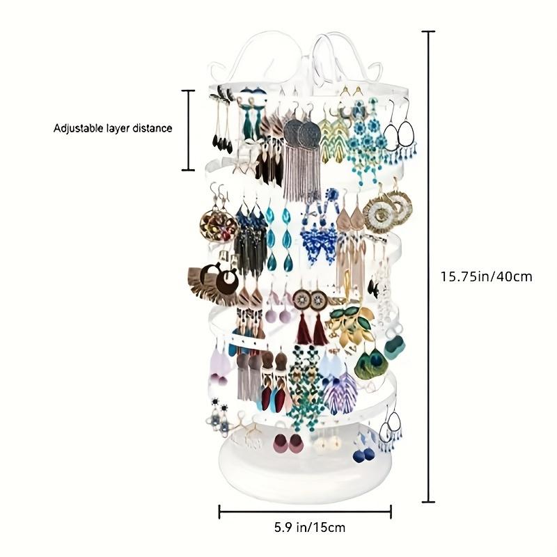 Metal 5-layer Rotating Jewelry Rack Desktop Jewelry Studs Earrings Storage Holder Adjustable Jewelry Organizer Display Rack