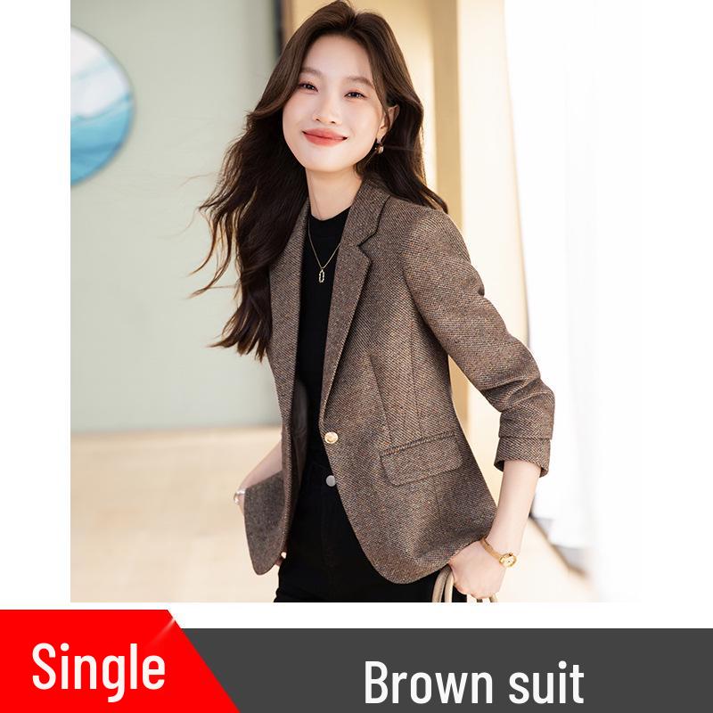 Женский короткий пиджак из мериносовой шерсти для миниатюрных - 2025 Осень/Зима Высококлассный блейзер XXXL