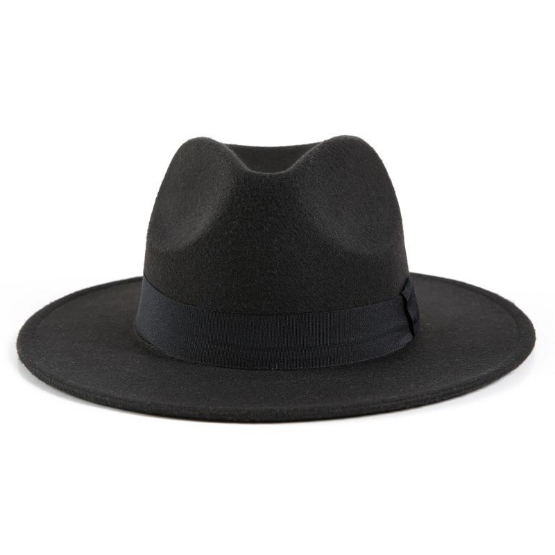 Autumn and winter woolen hat Shanghai beach retro black woolen hat gentleman's hat top hat British jazz hat