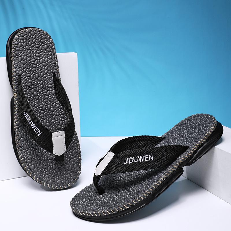 

Men s slippers summer flip-flops men s heel-less non-slip cold slippers woven Vietnamese beach sandals 44 сірий колір