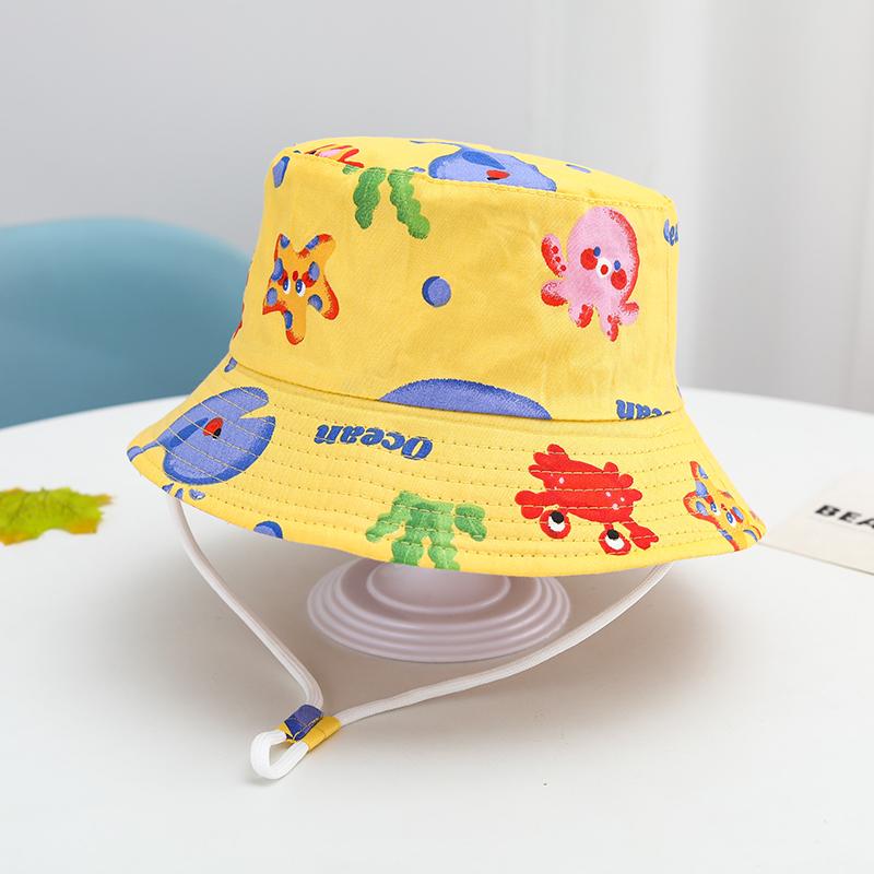 Summer Baby Hat Boy Girl Cotton Uv Protection Sun Cap Children Panama Beach Kids Bucket Hat Cute Cartoon Infant Caps