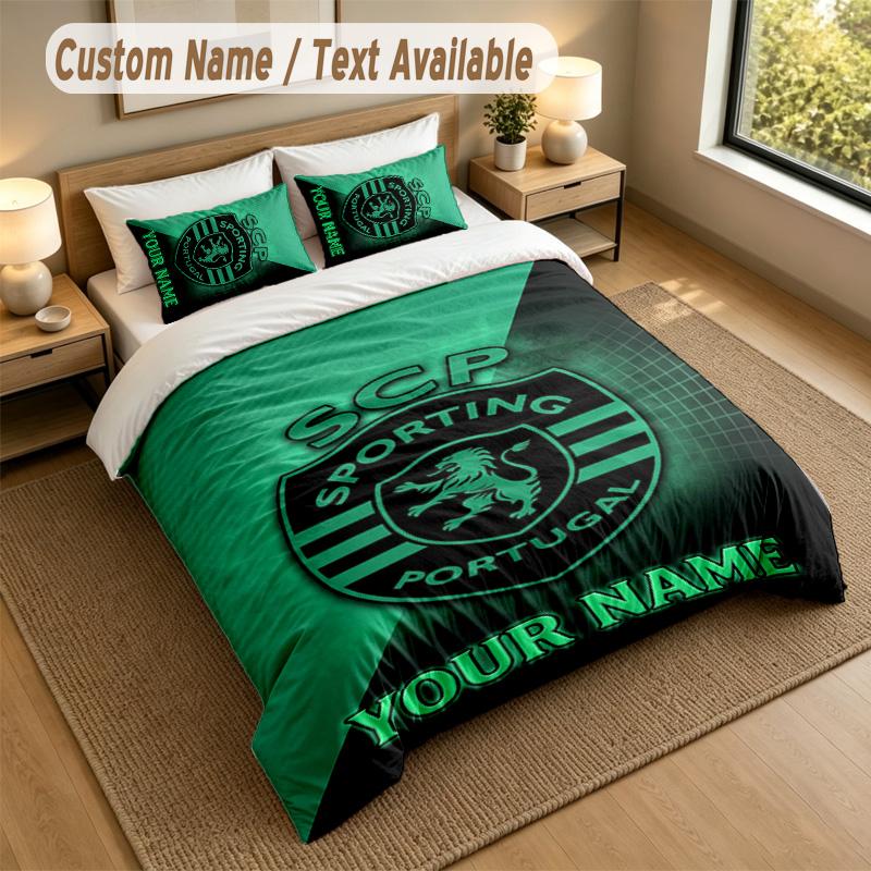 3Pcs Bedding Set Custom Name Text, 1 Sheet 2 Pillowcases Home Bed DecorSporting CP