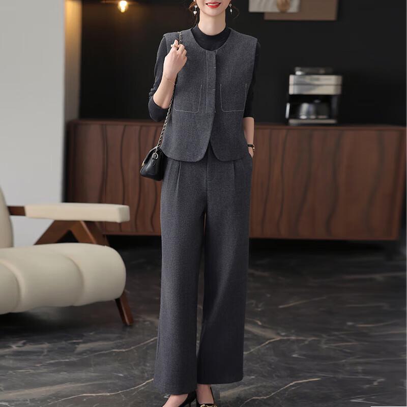 XUEXI Women s Casual Elegant Three-Piece Vest Suit L (Up to 115 lbs)
