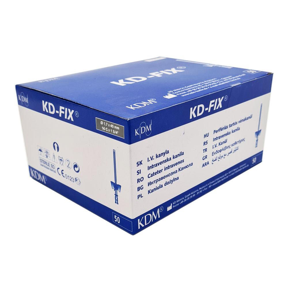 Gray Venflon 16G 1.7mm X 45mm Intravenous Cannula Kd-Fix 50 Pcs