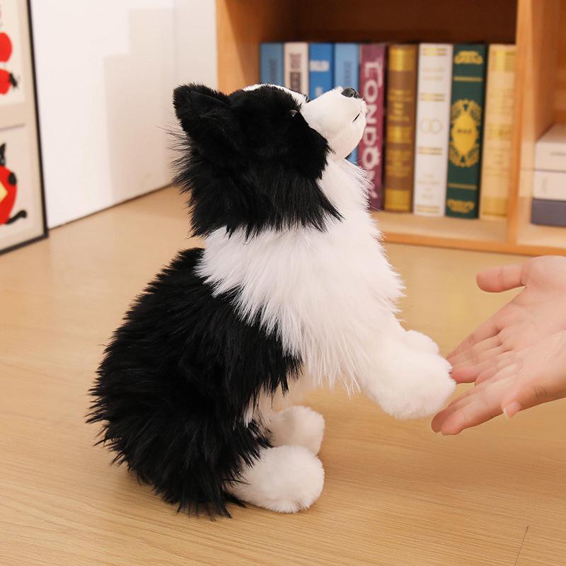 Simulation Border Collie Stuffed Lifelike Plush Toy Smart Dog Pet Comfort Doll Party Props Gifts