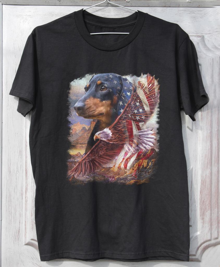 HOT! Dachshund American Patriot Dachshund Lover Black Heavy Cotton T-Shirt