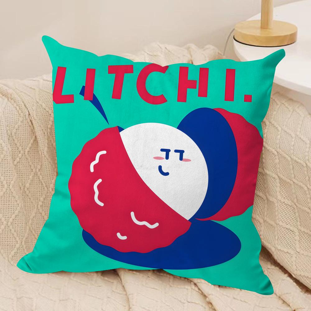 Cute Anime Fruit Cushion Cover Soft Plush Fabric DoubleSided Printed Sofa Cushion Cover for All Seasons Home Decor Gift