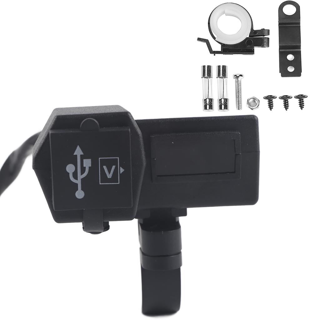   Motorcycle Dual USB   Socket Adapter with Voltmeter Display
